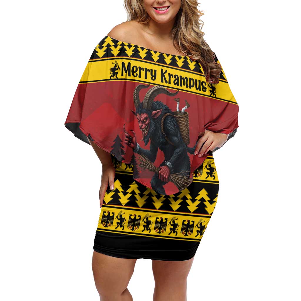 Merry Krampus Germany Off Shoulder Short Dress Frohe Weihnachten - Wonder Print Shop