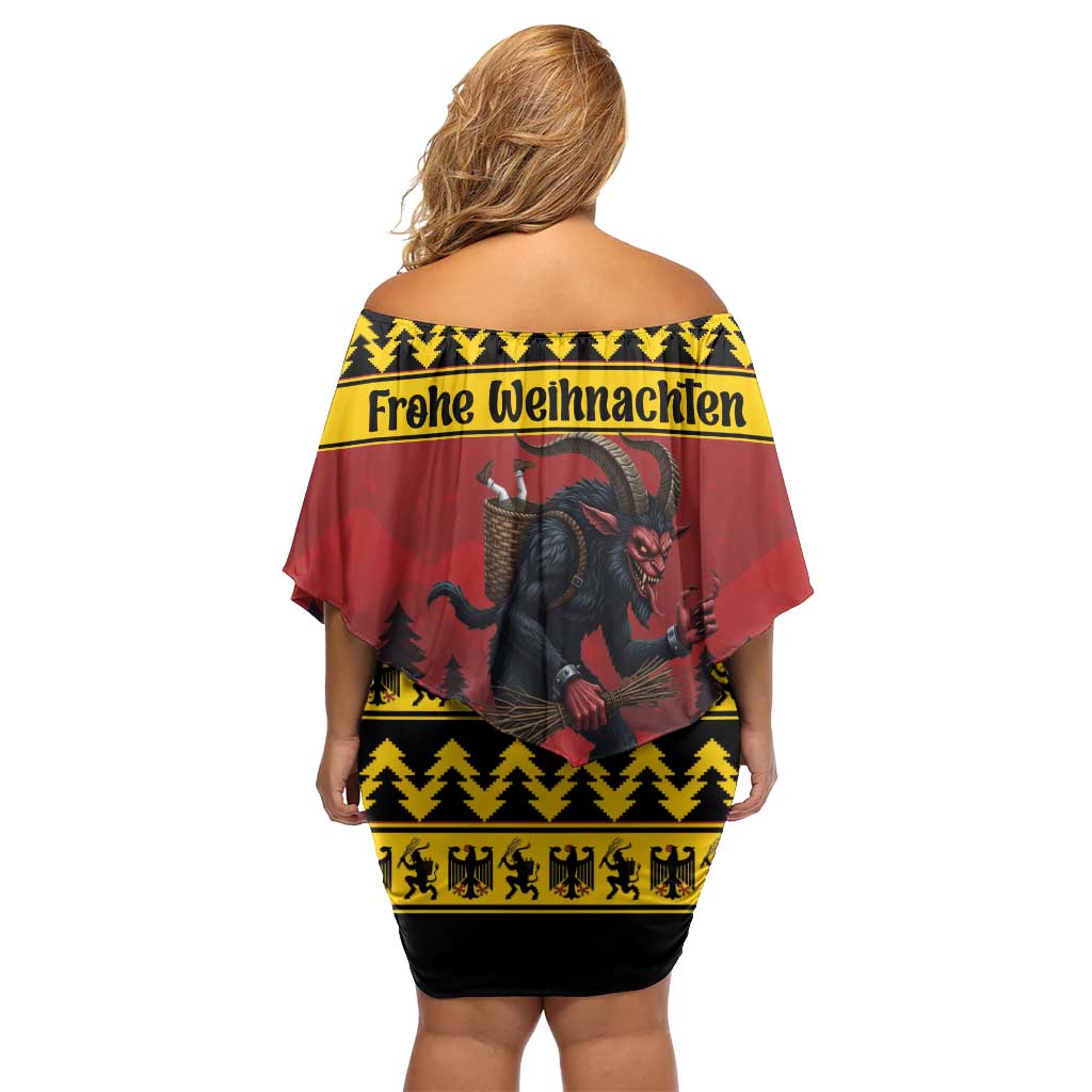 Merry Krampus Germany Off Shoulder Short Dress Frohe Weihnachten - Wonder Print Shop