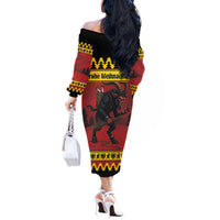 Merry Krampus Germany Off The Shoulder Long Sleeve Dress Frohe Weihnachten - Wonder Print Shop