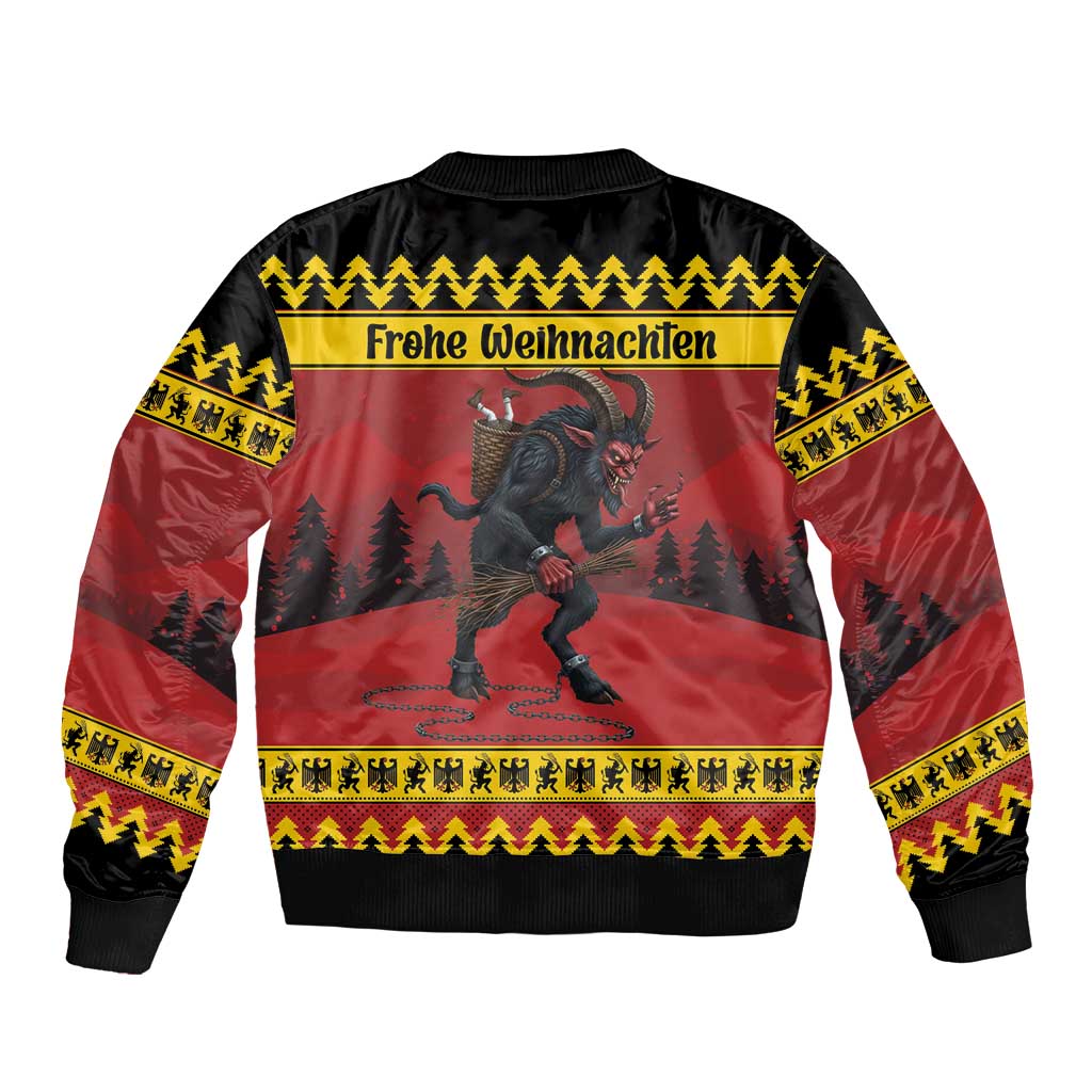 Merry Krampus Germany Sleeve Zip Bomber Jacket Frohe Weihnachten - Wonder Print Shop