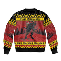 Merry Krampus Germany Sleeve Zip Bomber Jacket Frohe Weihnachten - Wonder Print Shop