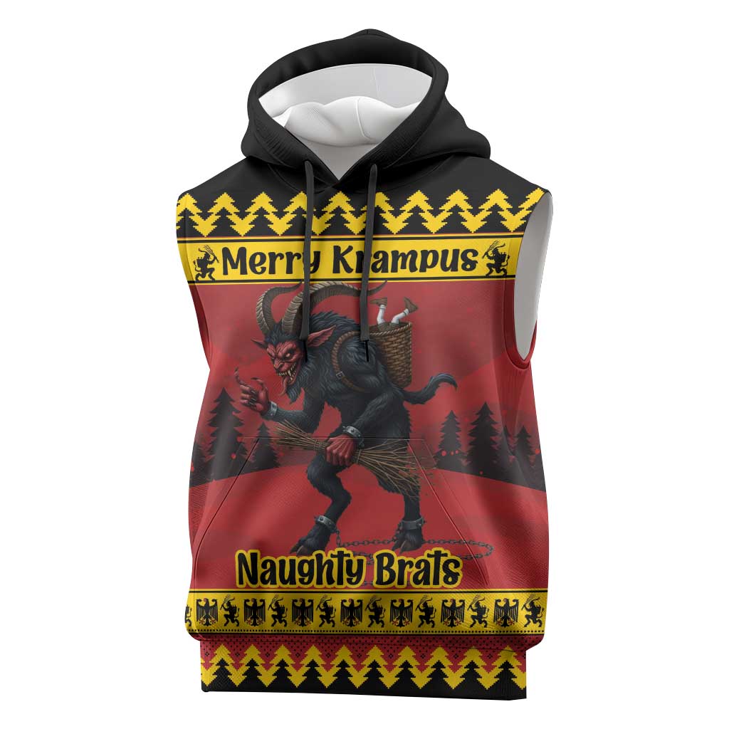Merry Krampus Germany Sleeveless Hoodie Frohe Weihnachten - Wonder Print Shop