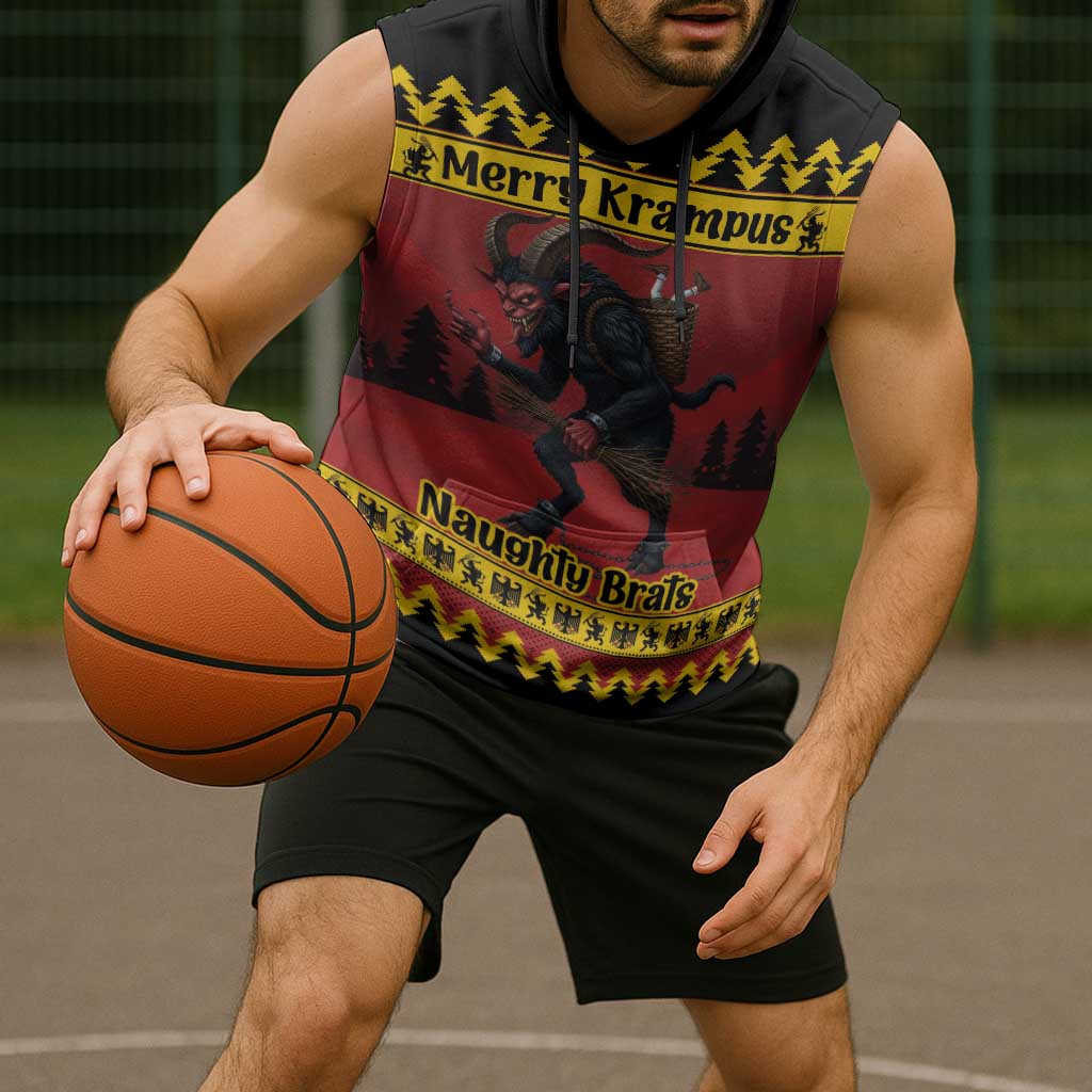 Merry Krampus Germany Sleeveless Hoodie Frohe Weihnachten - Wonder Print Shop