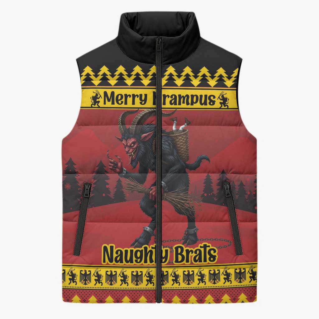 Merry Krampus Germany Sleeveless Puffer Jacket Frohe Weihnachten - Wonder Print Shop