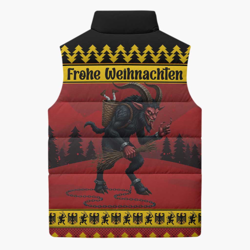 Merry Krampus Germany Sleeveless Puffer Jacket Frohe Weihnachten - Wonder Print Shop