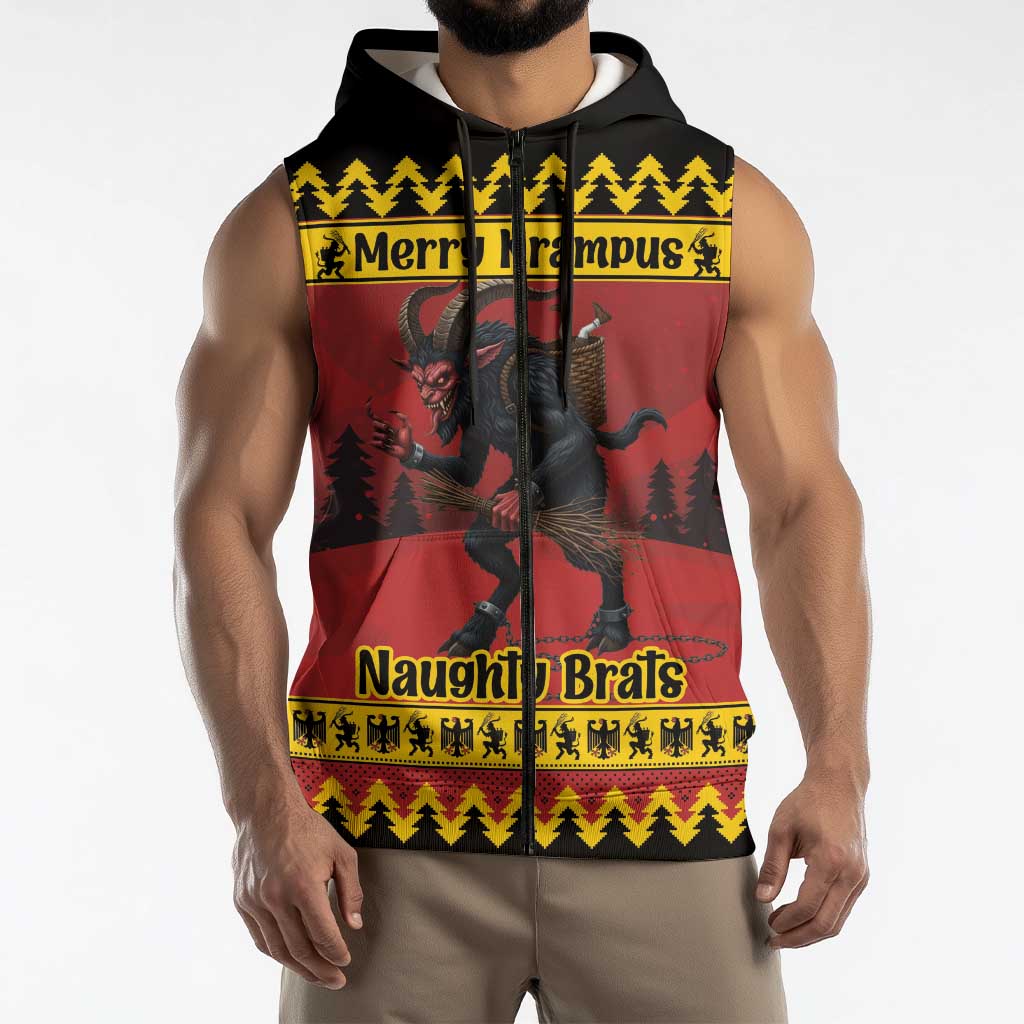 Merry Krampus Germany Sleeveless Zip Hoodie Frohe Weihnachten - Wonder Print Shop