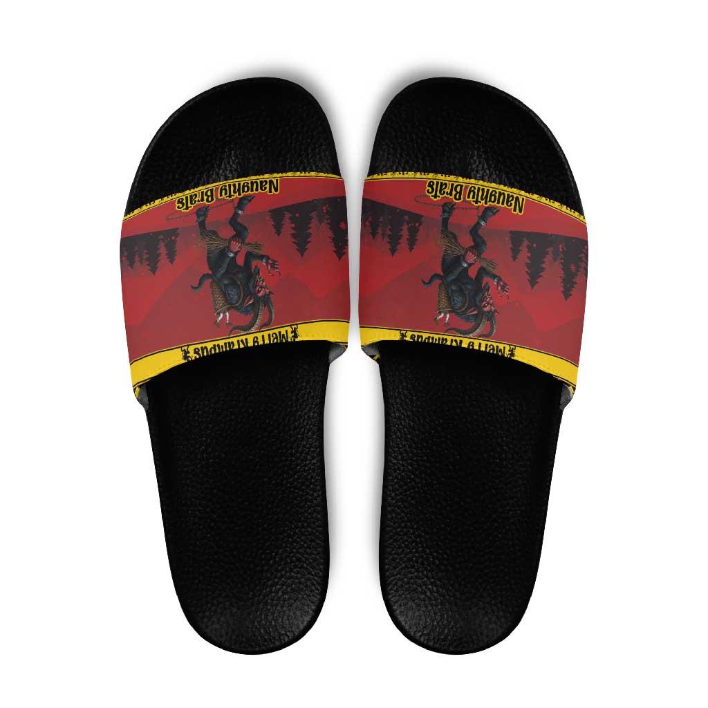 Merry Krampus Germany Slide Sandals Frohe Weihnachten - Wonder Print Shop