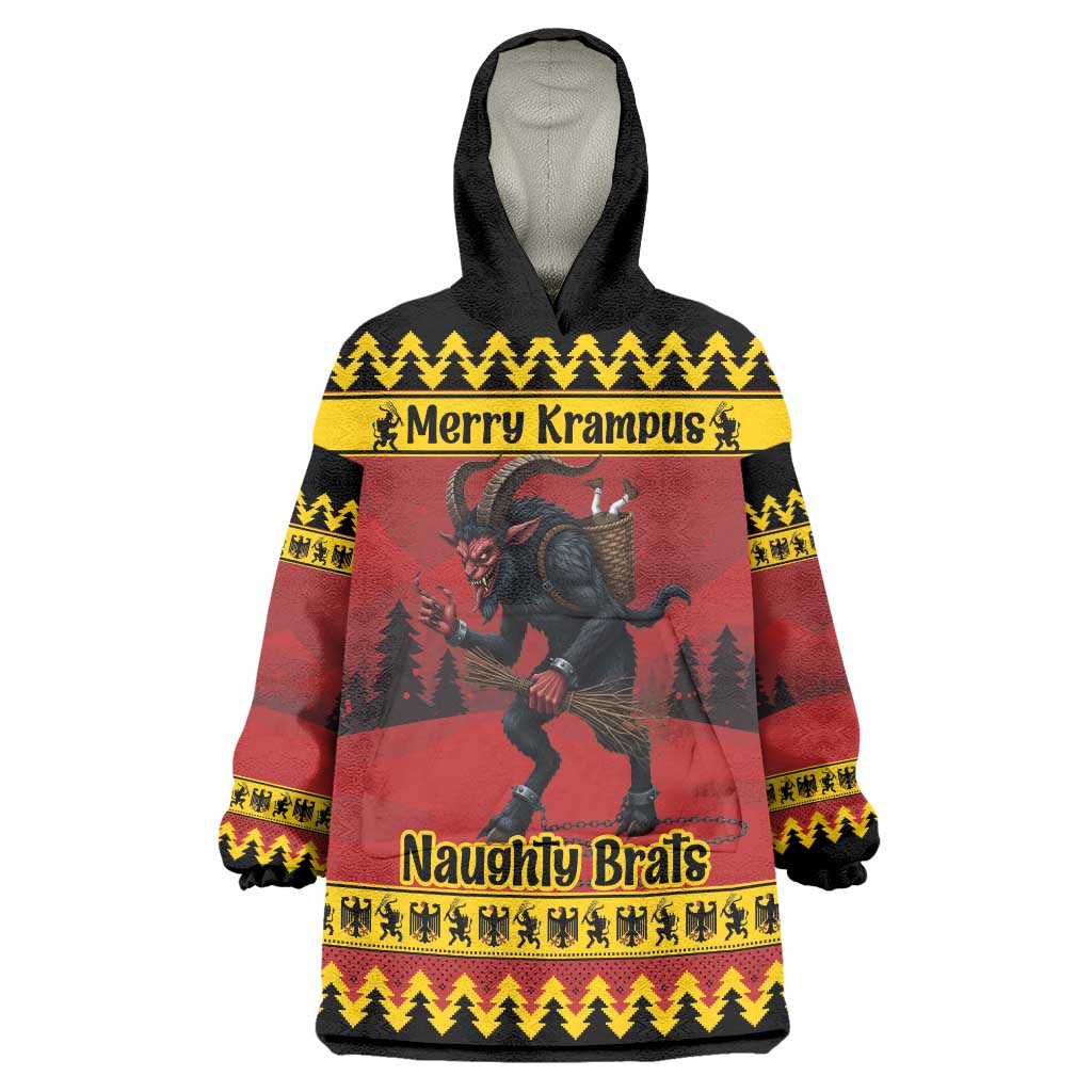 Merry Krampus Germany Wearable Blanket Hoodie Frohe Weihnachten - Wonder Print Shop