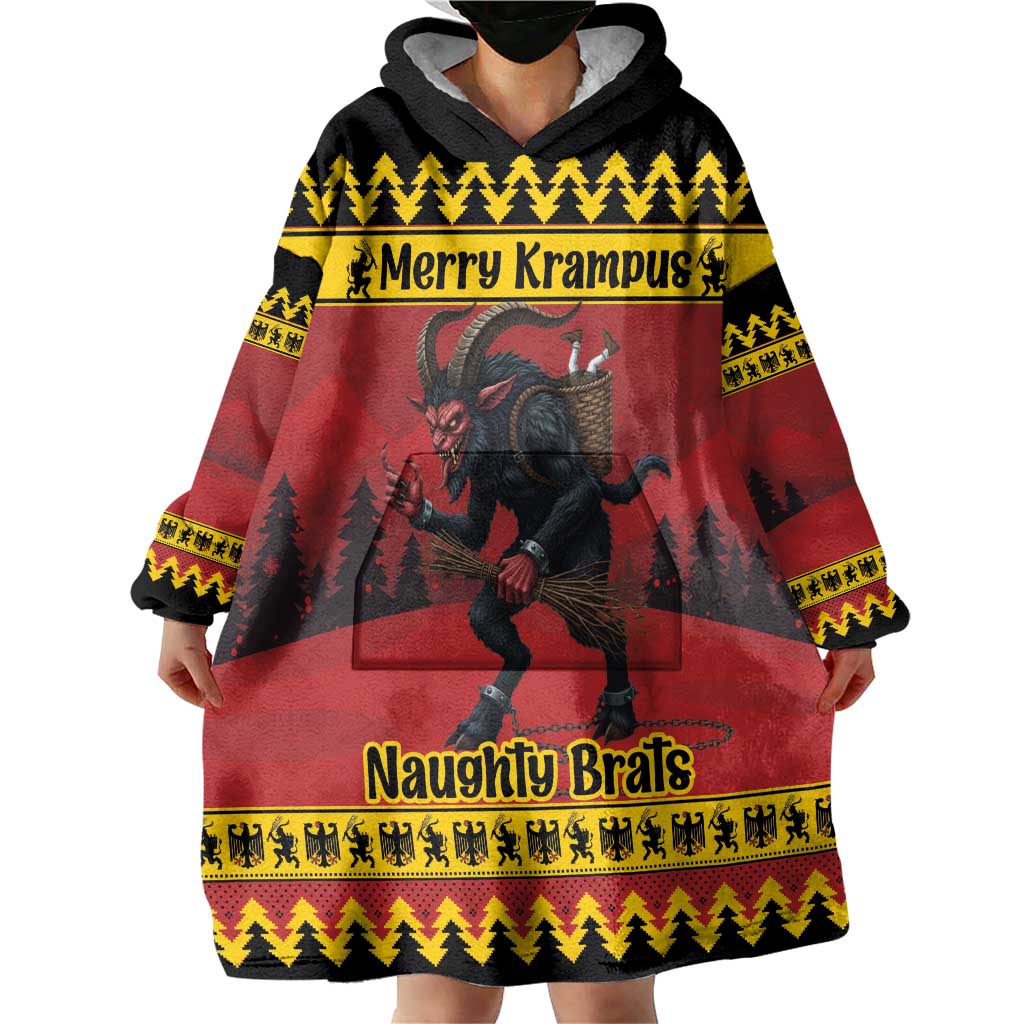 Merry Krampus Germany Wearable Blanket Hoodie Frohe Weihnachten - Wonder Print Shop