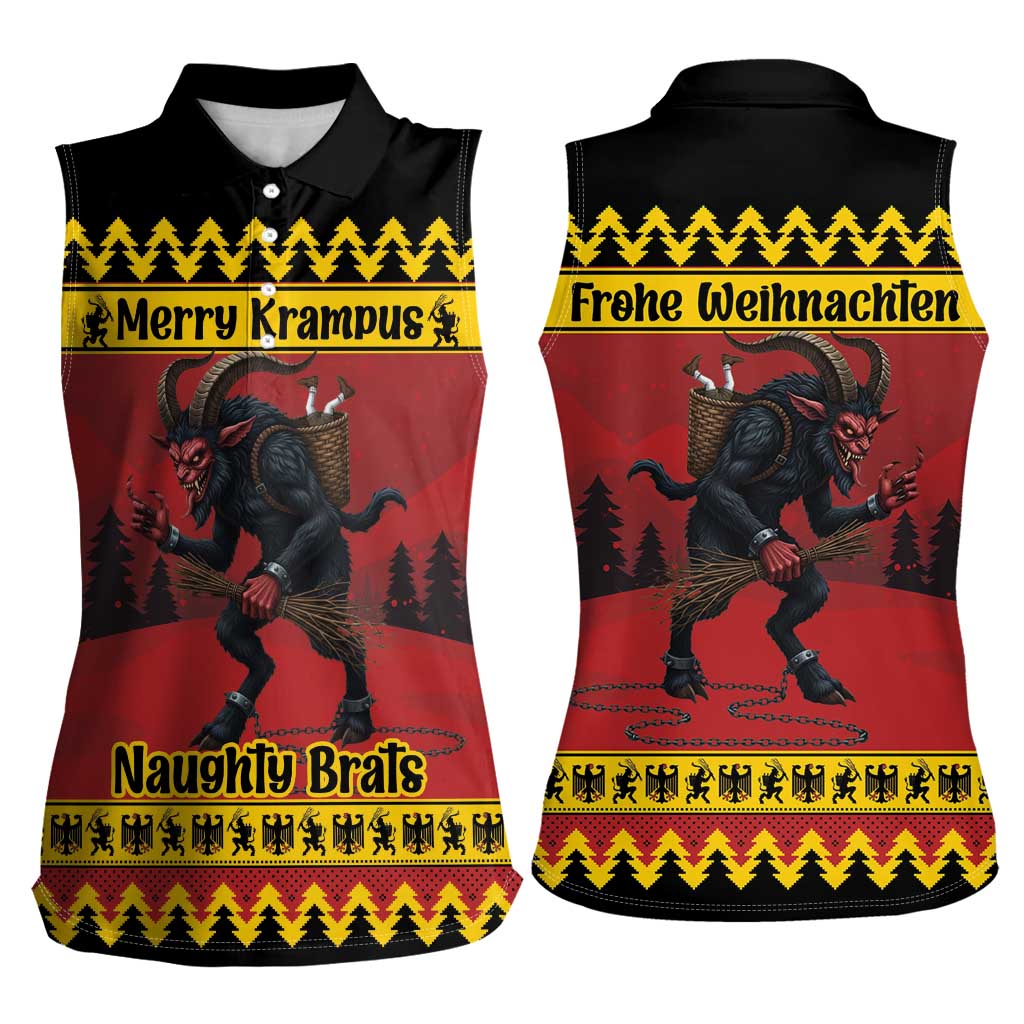 Merry Krampus Germany Women Sleeveless Polo Shirt Frohe Weihnachten - Wonder Print Shop