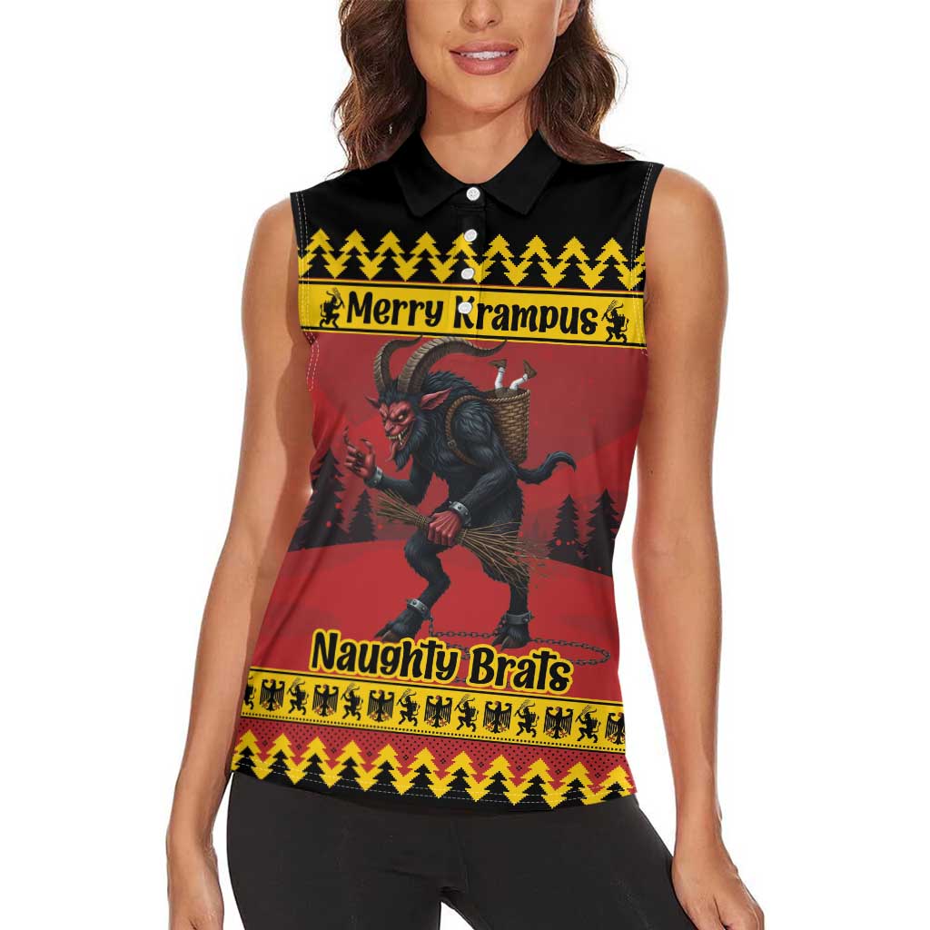 Merry Krampus Germany Women Sleeveless Polo Shirt Frohe Weihnachten - Wonder Print Shop