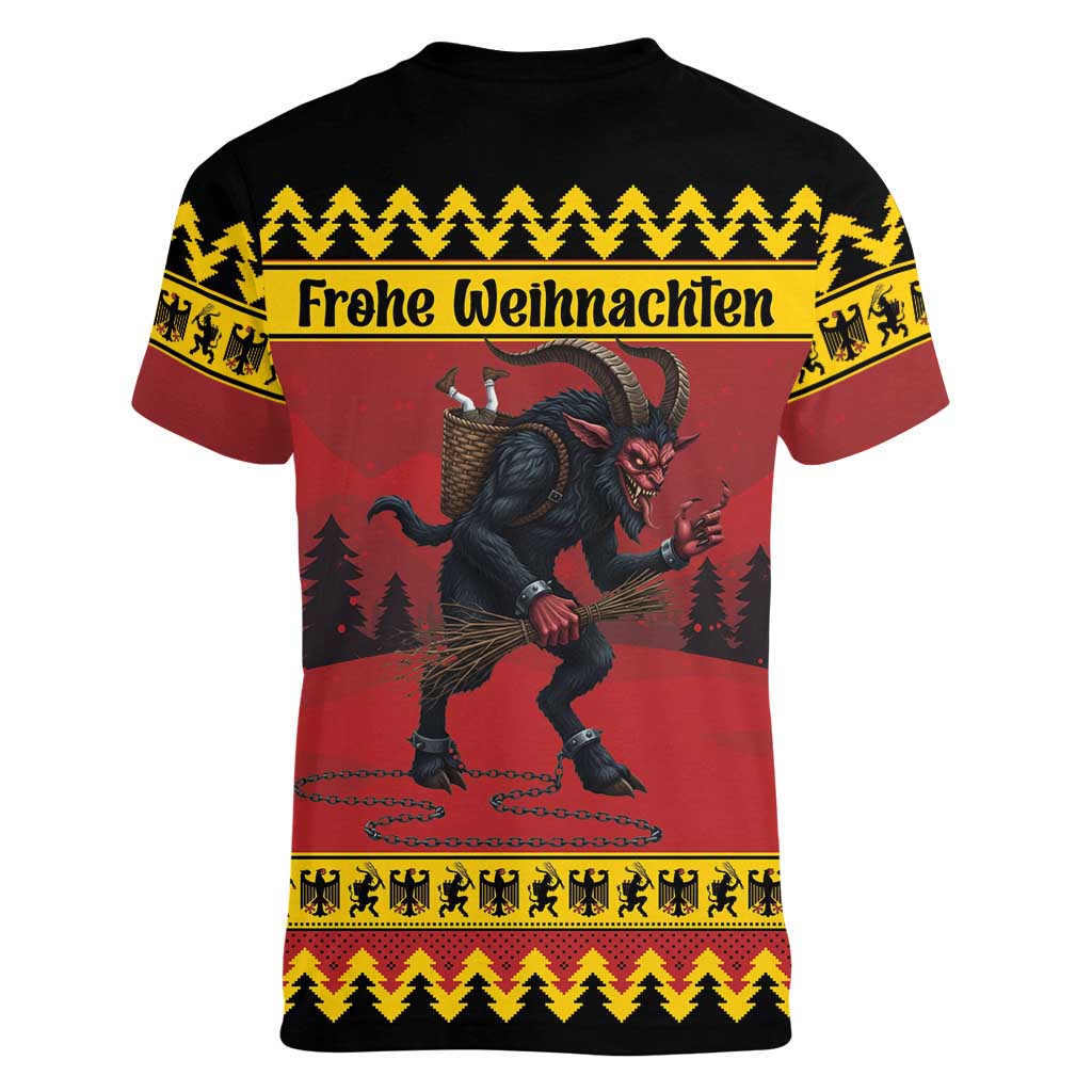 Merry Krampus Germany Women V-Neck T-Shirt Frohe Weihnachten - Wonder Print Shop
