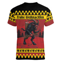Merry Krampus Germany Women V-Neck T-Shirt Frohe Weihnachten - Wonder Print Shop