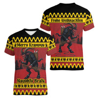 Merry Krampus Germany Women V-Neck T-Shirt Frohe Weihnachten - Wonder Print Shop