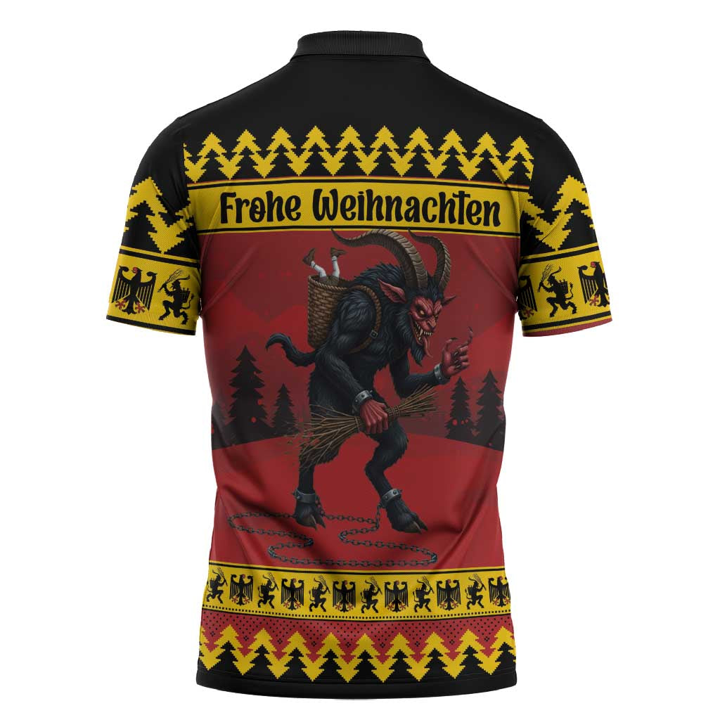 Merry Krampus Germany Zipper Polo Shirt Frohe Weihnachten - Wonder Print Shop