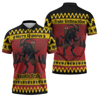 Merry Krampus Germany Zipper Polo Shirt Frohe Weihnachten - Wonder Print Shop