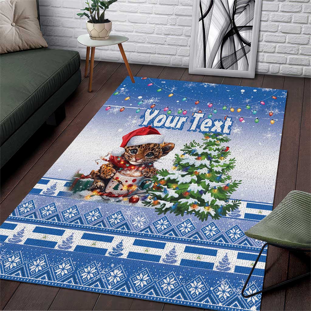 Personalized Nicaragua Christmas Area Rug Panthera Onca Cute With Christmas Tree - Wonder Print Shop