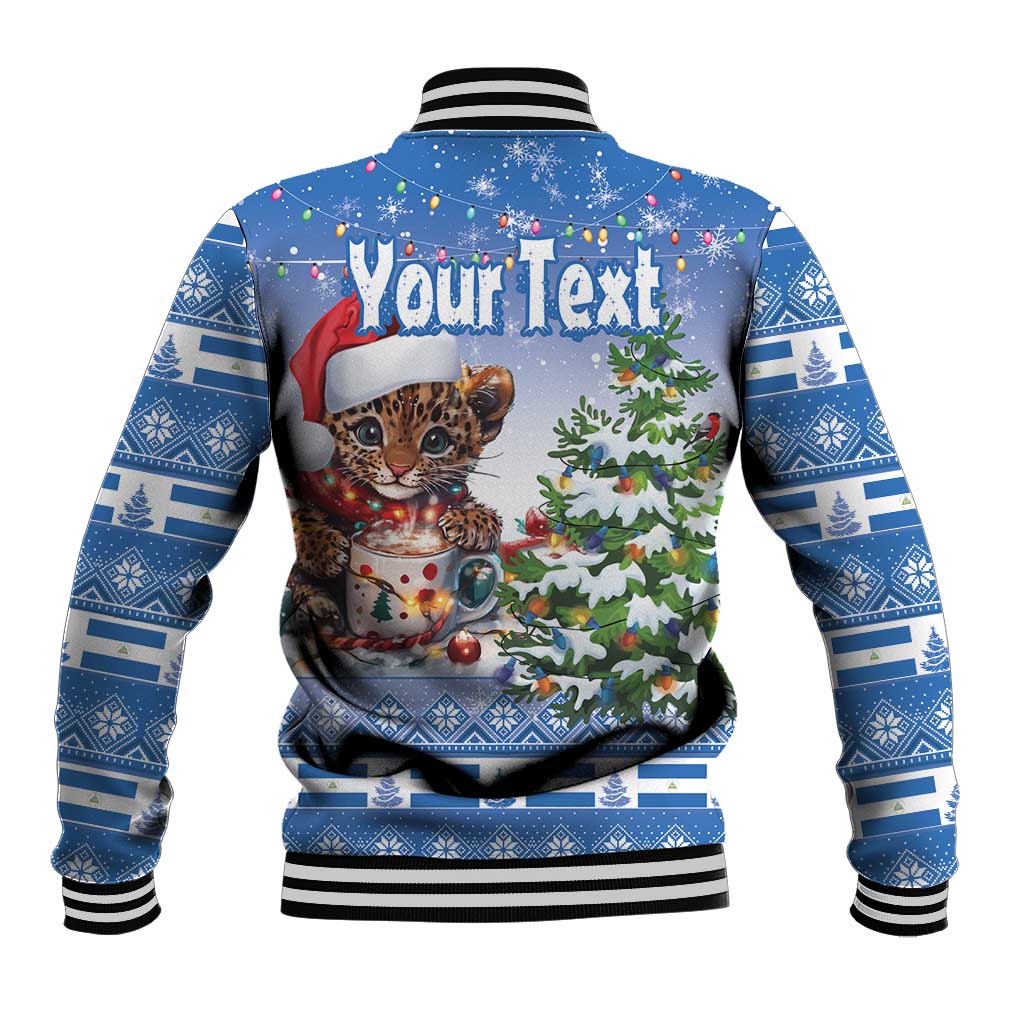 Personalized Nicaragua Christmas Baseball Jacket Panthera Onca Cute With Christmas Tree - Wonder Print Shop