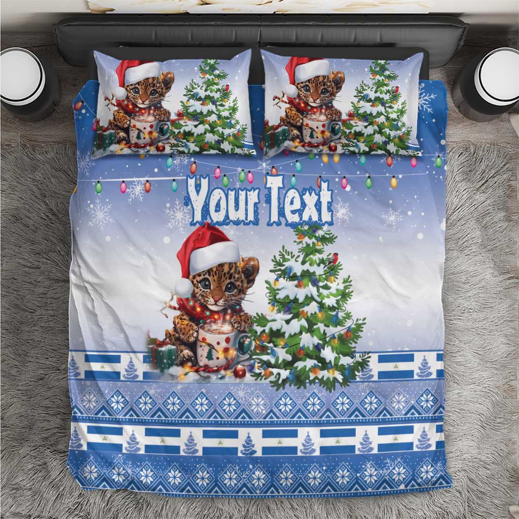 Personalized Nicaragua Christmas Bedding Set Panthera Onca Cute With Christmas Tree - Wonder Print Shop
