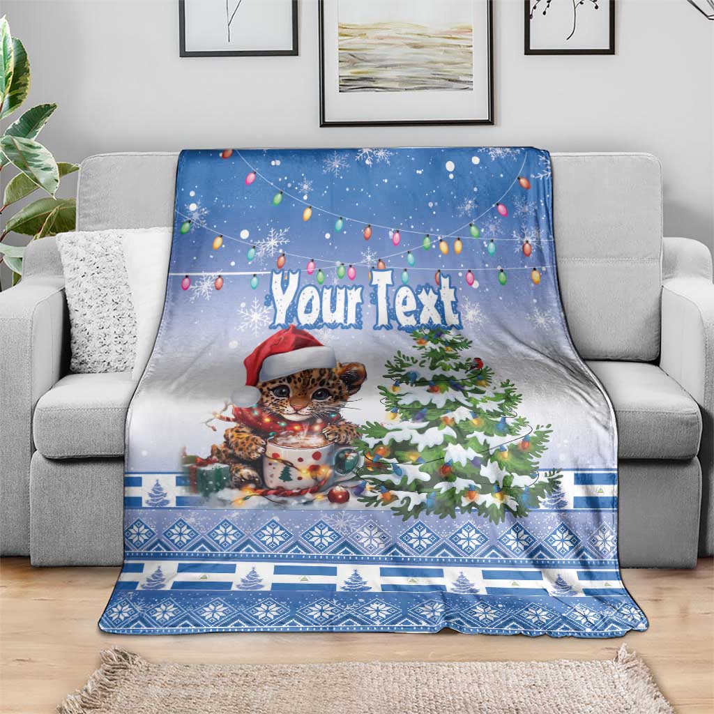 Personalized Nicaragua Christmas Blanket Panthera Onca Cute With Christmas Tree