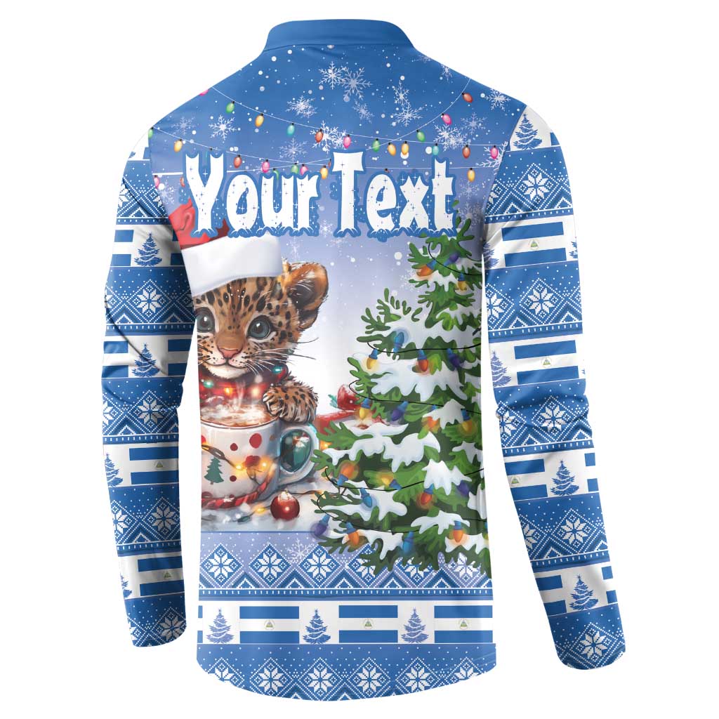 Personalized Nicaragua Christmas Button Sweatshirt Panthera Onca Cute With Christmas Tree - Wonder Print Shop