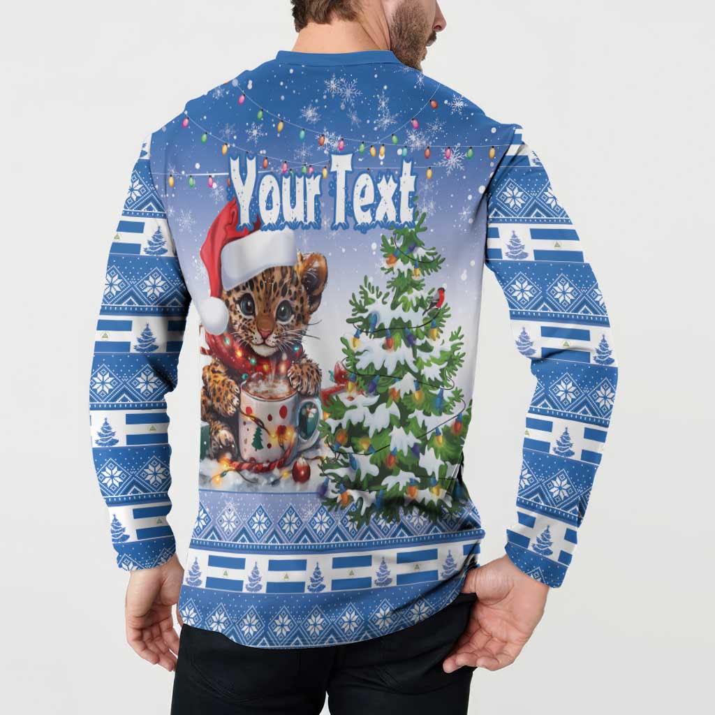Personalized Nicaragua Christmas Button Sweatshirt Panthera Onca Cute With Christmas Tree - Wonder Print Shop