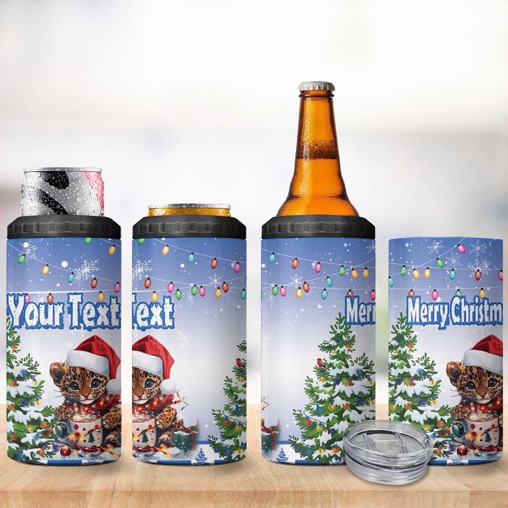 Personalized Nicaragua Christmas 4 in 1 Can Cooler Tumbler Panthera Onca Cute With Christmas Tree - Wonder Print Shop