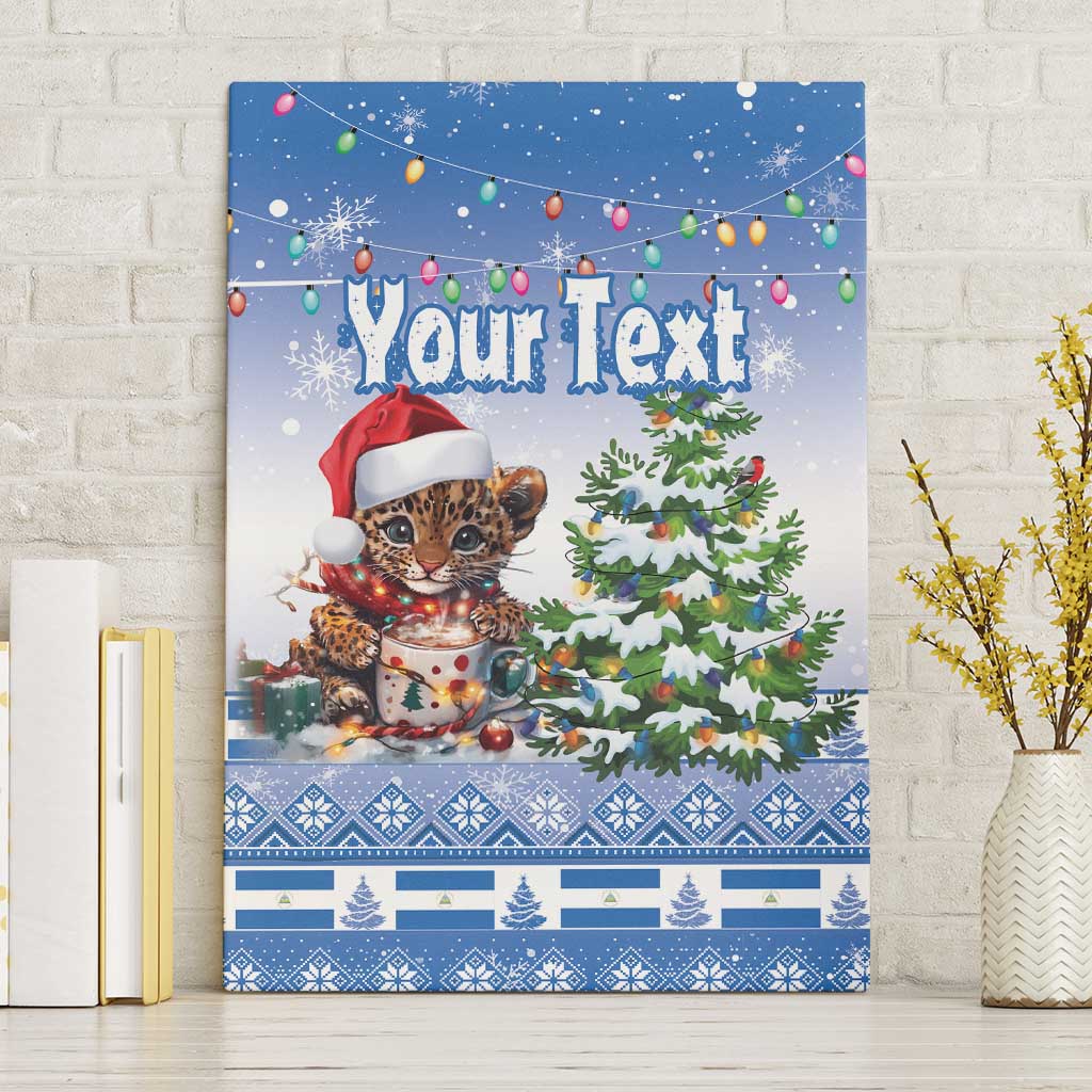 Personalized Nicaragua Christmas Canvas Wall Art Panthera Onca Cute With Christmas Tree - Wonder Print Shop
