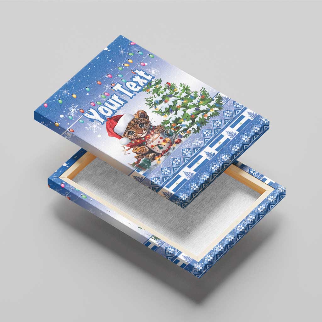 Personalized Nicaragua Christmas Canvas Wall Art Panthera Onca Cute With Christmas Tree - Wonder Print Shop
