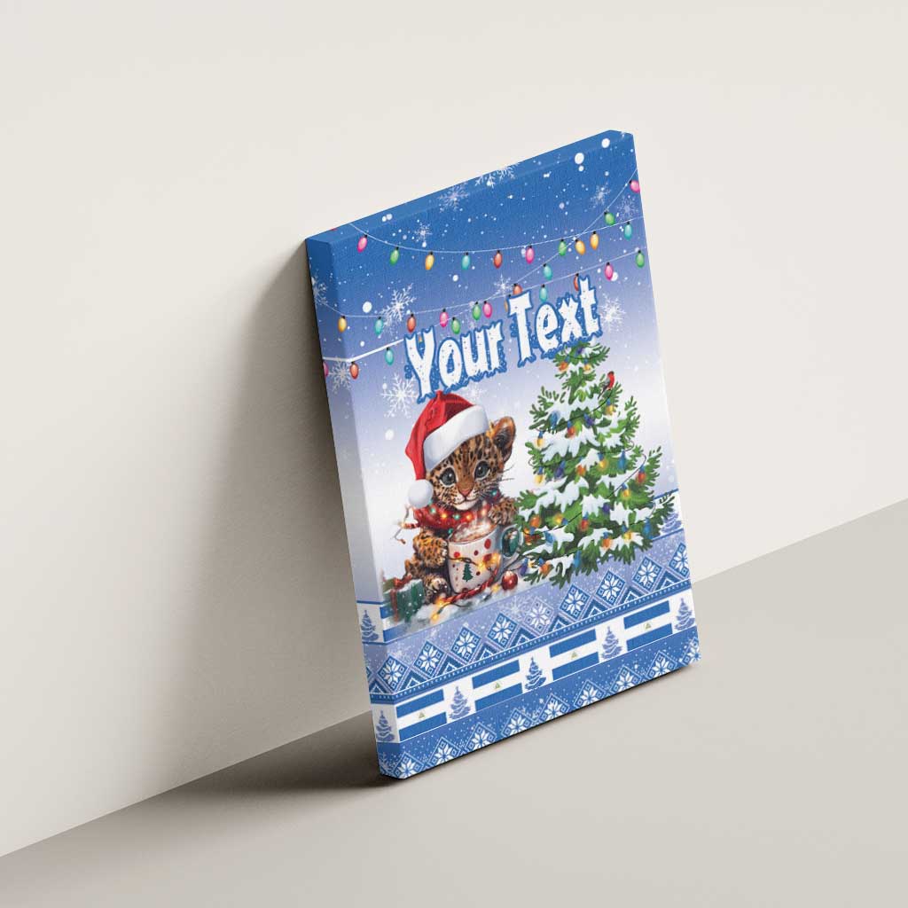 Personalized Nicaragua Christmas Canvas Wall Art Panthera Onca Cute With Christmas Tree - Wonder Print Shop