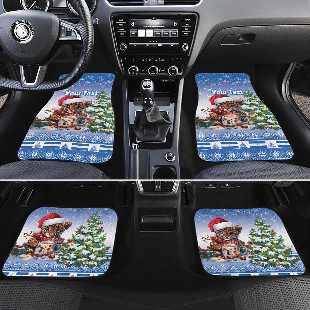 Personalized Nicaragua Christmas Car Mats Panthera Onca Cute With Christmas Tree - Wonder Print Shop