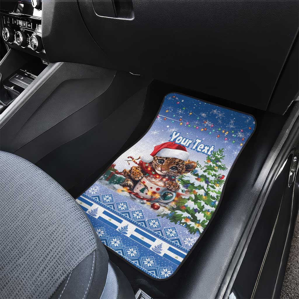 Personalized Nicaragua Christmas Car Mats Panthera Onca Cute With Christmas Tree - Wonder Print Shop