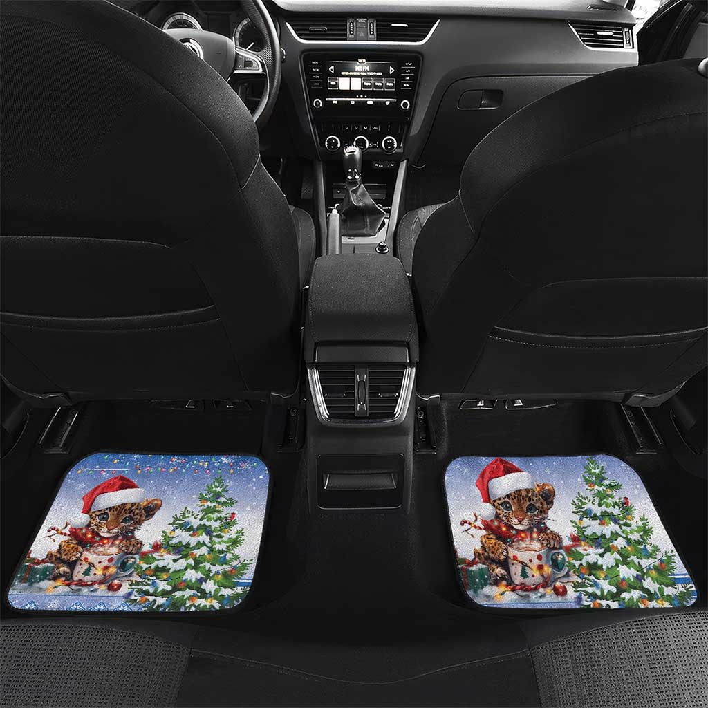 Personalized Nicaragua Christmas Car Mats Panthera Onca Cute With Christmas Tree - Wonder Print Shop
