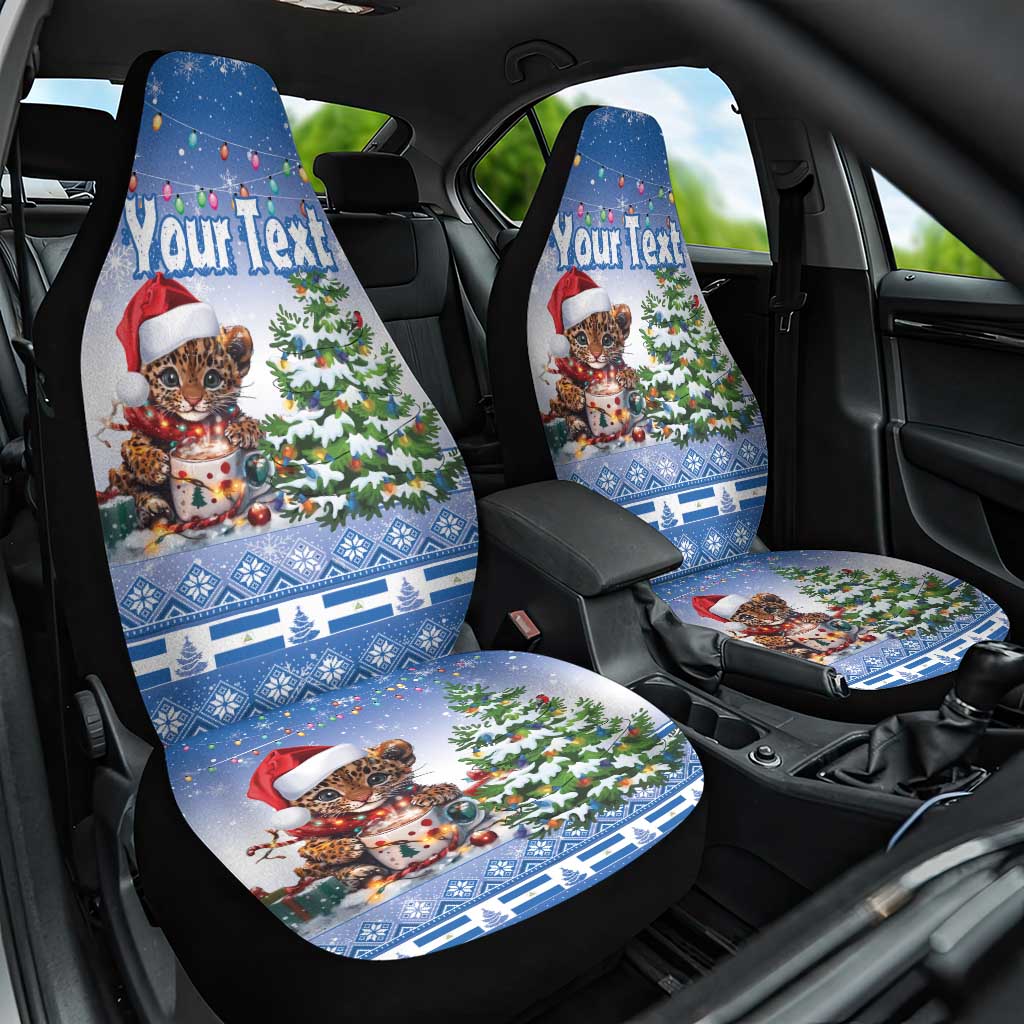 Personalized Nicaragua Christmas Car Seat Cover Panthera Onca Cute With Christmas Tree - Wonder Print Shop
