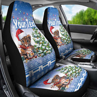 Personalized Nicaragua Christmas Car Seat Cover Panthera Onca Cute With Christmas Tree - Wonder Print Shop