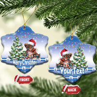 Personalized Nicaragua Christmas Ceramic Ornament Panthera Onca Cute With Christmas Tree - Wonder Print Shop