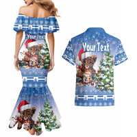 Personalized Nicaragua Christmas Couples Matching Mermaid Dress and Hawaiian Shirt Panthera Onca Cute With Christmas Tree - Wonder Print Shop