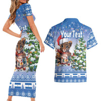 Personalized Nicaragua Christmas Couples Matching Short Sleeve Bodycon Dress and Hawaiian Shirt Panthera Onca Cute With Christmas Tree - Wonder Print Shop