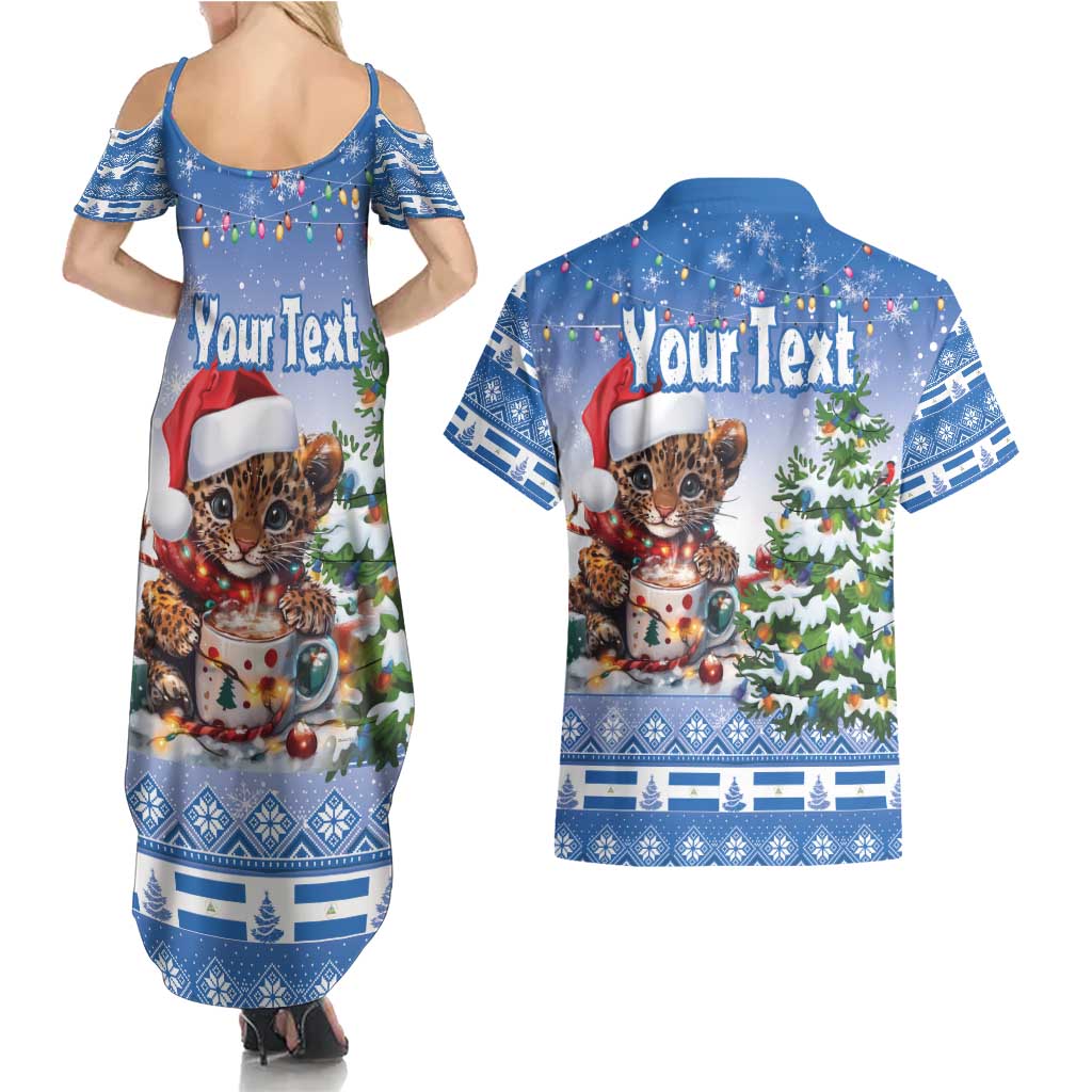 Personalized Nicaragua Christmas Couples Matching Summer Maxi Dress and Hawaiian Shirt Panthera Onca Cute With Christmas Tree - Wonder Print Shop