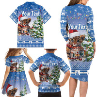 Personalized Nicaragua Christmas Family Matching Long Sleeve Bodycon Dress and Hawaiian Shirt Panthera Onca Cute With Christmas Tree - Wonder Print Shop