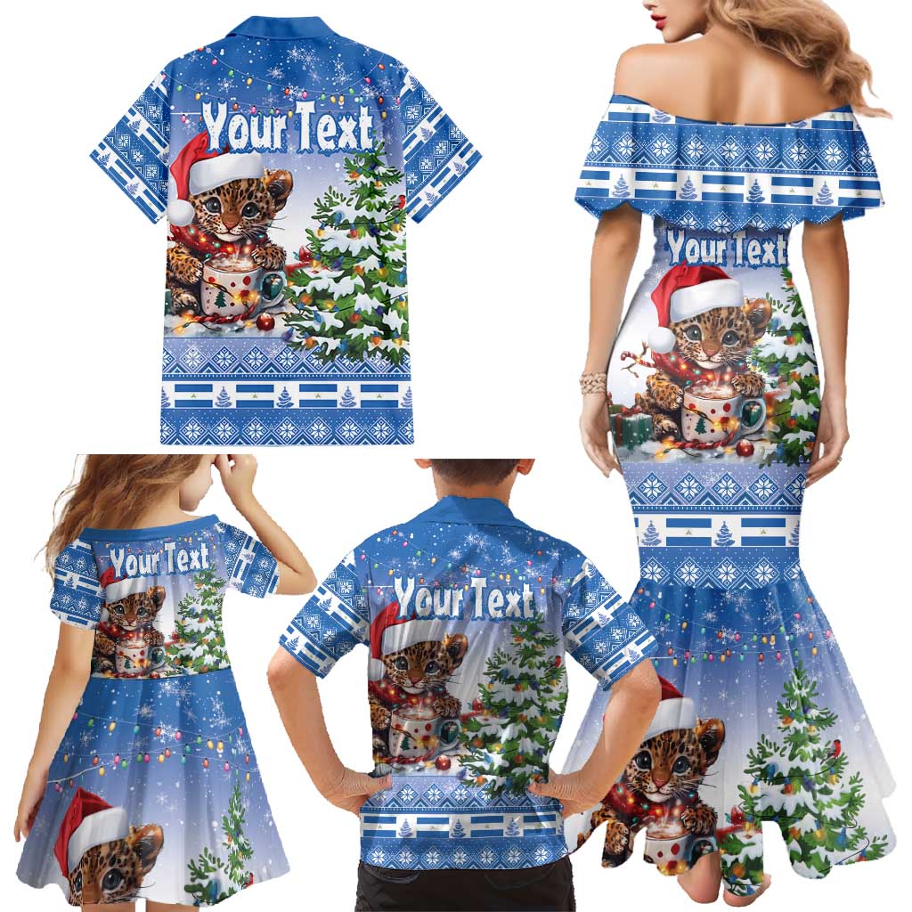 Personalized Nicaragua Christmas Family Matching Mermaid Dress and Hawaiian Shirt Panthera Onca Cute With Christmas Tree - Wonder Print Shop