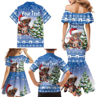 Personalized Nicaragua Christmas Family Matching Mermaid Dress and Hawaiian Shirt Panthera Onca Cute With Christmas Tree - Wonder Print Shop