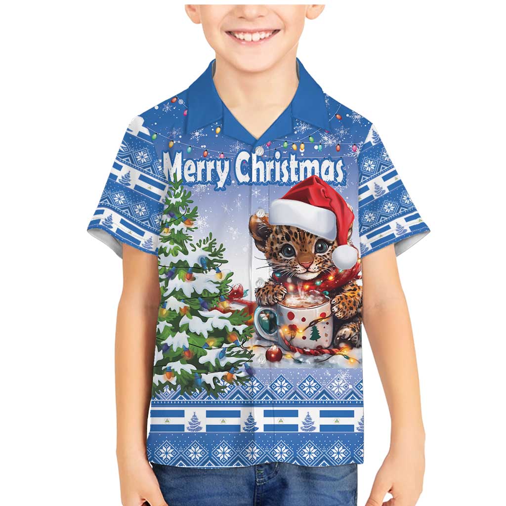 Personalized Nicaragua Christmas Family Matching Mermaid Dress and Hawaiian Shirt Panthera Onca Cute With Christmas Tree - Wonder Print Shop