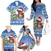 Personalized Nicaragua Christmas Family Matching Off The Shoulder Long Sleeve Dress and Hawaiian Shirt Panthera Onca Cute With Christmas Tree - Wonder Print Shop