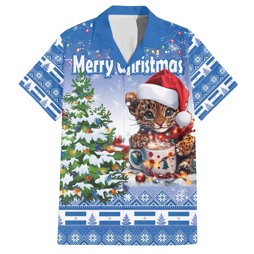Personalized Nicaragua Christmas Family Matching Off Shoulder Maxi Dress and Hawaiian Shirt Panthera Onca Cute With Christmas Tree - Wonder Print Shop