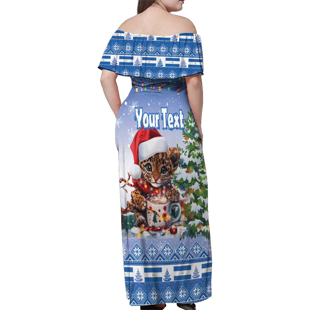 Personalized Nicaragua Christmas Family Matching Off Shoulder Maxi Dress and Hawaiian Shirt Panthera Onca Cute With Christmas Tree - Wonder Print Shop