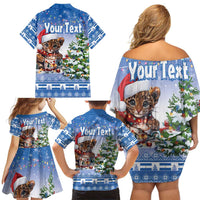 Personalized Nicaragua Christmas Family Matching Off Shoulder Short Dress and Hawaiian Shirt Panthera Onca Cute With Christmas Tree - Wonder Print Shop