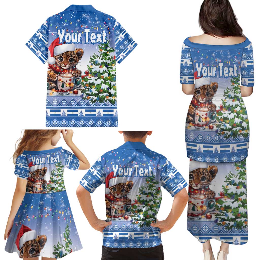 Personalized Nicaragua Christmas Family Matching Puletasi and Hawaiian Shirt Panthera Onca Cute With Christmas Tree - Wonder Print Shop