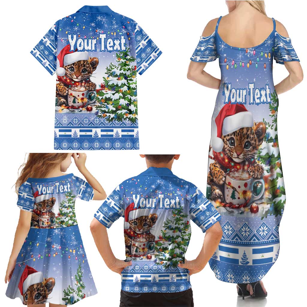 Personalized Nicaragua Christmas Family Matching Summer Maxi Dress and Hawaiian Shirt Panthera Onca Cute With Christmas Tree - Wonder Print Shop