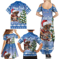 Personalized Nicaragua Christmas Family Matching Summer Maxi Dress and Hawaiian Shirt Panthera Onca Cute With Christmas Tree - Wonder Print Shop